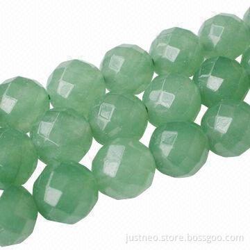 Round faceted aventurine semi-precious gemstone beads strands, 64 faces